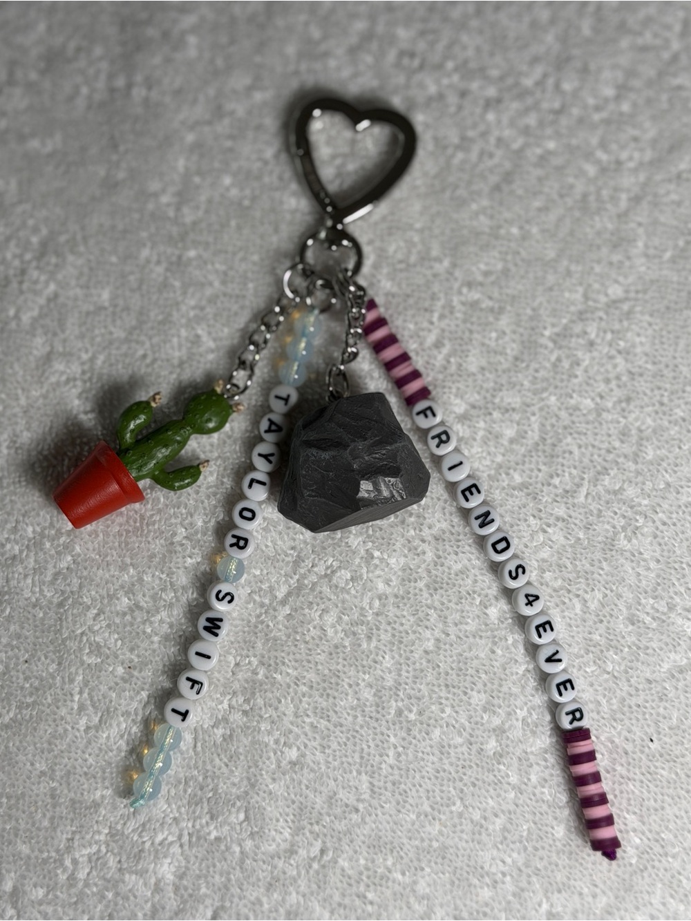 Taylor Swift Friends4Ever Beaded Keychain with Green Cactus Charm